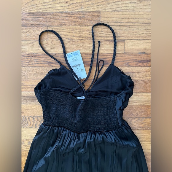 NWT Zara Satin-Like Black Maxi Dress in Black Size Medium - Picture 5 of 6